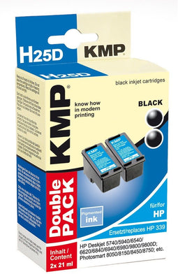 KMP H25D - Inktcartridge - Inkt op pigmentbasis - Zwart (2 stuks)