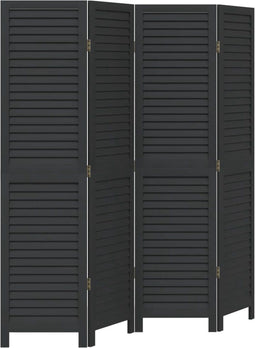 vidaXL - Kamerscherm - met - 4 - panelen - massief - paulowniahout - zwart