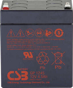 CSB Battery GP 1245 Standby USV Loodaccu 12 V 4.5 Ah Loodvlies (AGM) (b x h x d) 93 x 108 x 70 mm Kabelschoen 4.8 mm, Kabelschoen 6.35 mm Onderhoudsvrij,