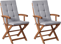 MAUI PREMIUM - Tuinstoel set van 2 - Lichtgrijs/Bruin - Acaciahout