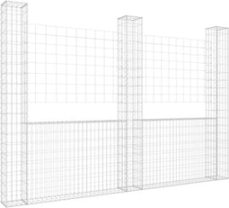 vidaXL - Schanskorf - U-vormig - met - 3 - palen - 260x20x200 - cm - ijzer