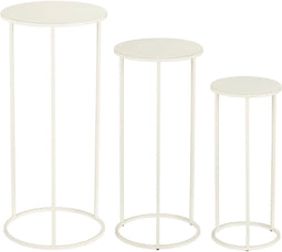 Mica Decorations Quinty Bijzettafel - Set van 3 - H70 x Ø32 cm - Metaal - Off-white