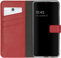 Selencia Galaxy S21 Plus - Echt Lederen Bookcase - Ruimte voor 3 pasjes - Rood