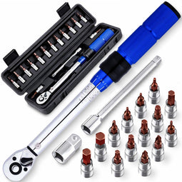 Momentsleutel 1/4" 5-24 Nm - Fietsgereedschap - 10 Bitjes - 1 Verlengstuk