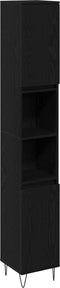 vidaXL - Badkamerkast - Zwart - Eiken - 30x30x190 - cm - Geengineerd - Hout