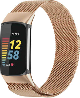 imoshion Milanees magnetisch bandje - Geschikt voor Fitbit Charge 6, Charge 5 - Rosé goud - M