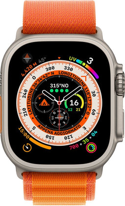 Apple Watch Ultra - 4G/LTE - 49mm - Titanium kast - Oranje Alpine bandje - Small