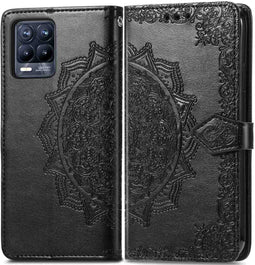 iMoshion Hoesje Geschikt voor Realme 8 Pro / Realme 8 Hoesje Met Pasjeshouder - iMoshion Mandala Bookcase - Zwart