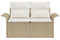 vidaXL - 2-Zits - Tuinbank - met - Kussens - Beige - Poly - Rattan