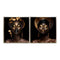 Schilderij Home ESPRIT Zwart Gouden Afrikaanse 80 x 3,5 x 80 cm (2 Stuks)