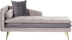 GONESSE - Chaise longue - Beige - Linkszijdig - Fluweel