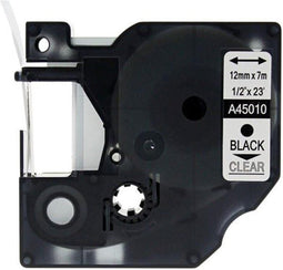 Dymo Alternatief D1 Standaard Labels Transparant-Zwart Tape 12 mm