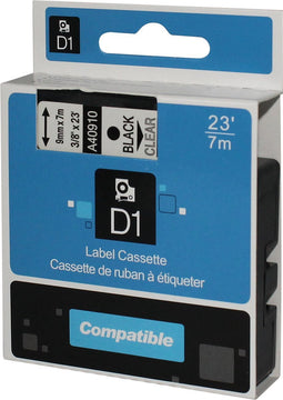 Dymo Alternatief D1 Standaard Labels Transparant-Zwart Tape 9mm