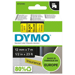 Dymo - Labele dymo 45018 d1 720580 12mmx7m zwart op geel | 5 stuks