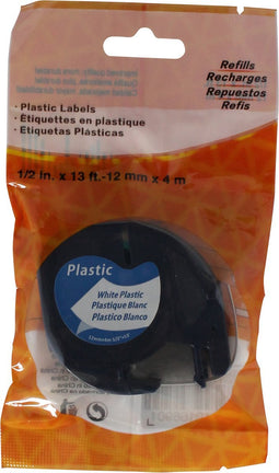 DYMO LetraTag - Plastic Labels - White on Black - 12mm x 4mm