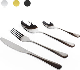 Dymund® 1 Persoons Bestekset - (4-delig) Bestek - Lepel, Mes, Vork & lepeltje Set - RVS - Zilver