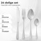 Dymund® Bestekset - 6 Persoons Bestek - (24-delig) - Glans Besteksets - Incl. Bestekbak - RVS - Zilver