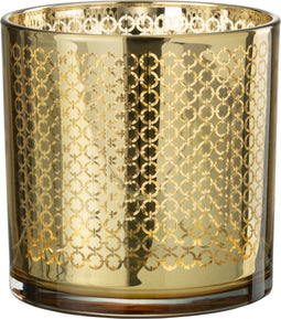 J-Line Windlicht Cirkel Glas Goud Medium