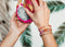 Scmyk BG-263 - Armband Bangle - Goudkleurig met oranje en roze draad