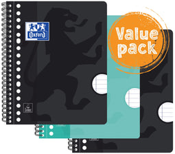 Oxford Voordeelpak - Collegeblokken - 3x A5 - Lijn - Schrijfblok - 80 vel