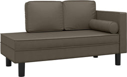 vidaXL - Chaise - longue - met - kussens - en - bolster - kunstleer - grijs