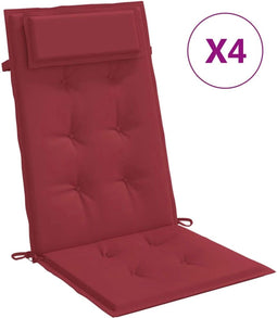 vidaXL - Stoelkussens - 4 - st - hoge - rug - oxford - stof - wijnrood
