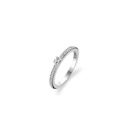 TI SENTO Dames Ring - 925 zilver - Zirconia wit - Maat 15.25 mm / maat 48 - 1869ZI