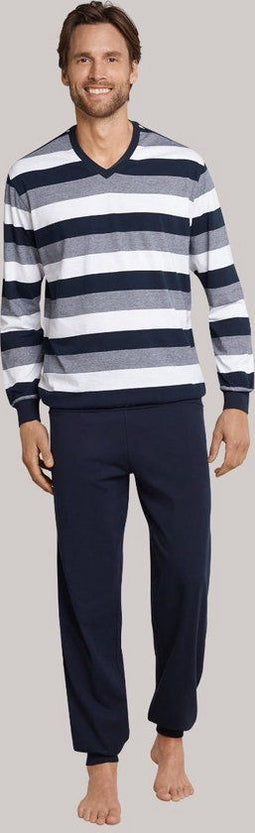 Schiesser - Heren Pyjama - Lange broek - Donkerblauw - Maat XL