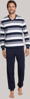 Schiesser - Heren Pyjama - Lange broek - Donkerblauw - Maat XL