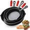 HI NATURE™ Koekenpannen - Gietijzeren Pannenset 3 - Skillet Cast Iron - Pannen Incl Siliconen Handvaten - Hapjespan - Bakpannensets - BBQ & Induct