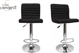 Set van 2 Barstoelen - Draaibaar - Verstelbaar - Kunstleder Zwart (2 stuks)