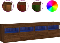 vidaXL - Tv-wandmeubels - met - LED - 2 - st - 80x30x40 - cm - bruin - eikenkleur