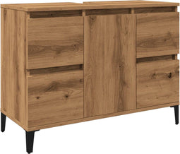vidaXL - Wastafelkast - 80x33x60 - cm - bewerkt - hout - artisanaal - eikenkleur