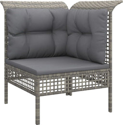 vidaXL - Tuinhoekbank - met - kussen - poly - rattan - grijs