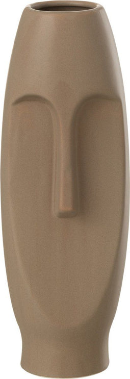 J-Line vaas Gezicht Terracotta - keramiek - bruin - medium