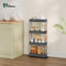 Klihome serveerwagen - keukentrolley 4 lagen - op wielen - grijs - 39 x 83,5 x 12,5 cm