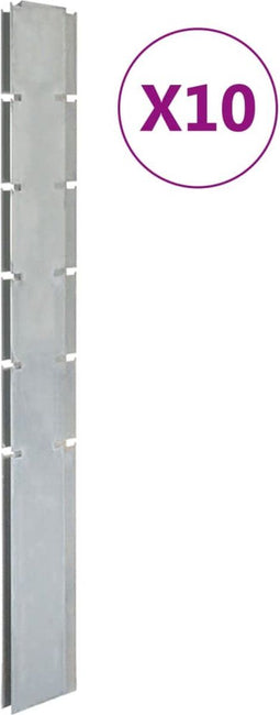 vidaXL - Schuttingpalen - 10 - st - 160 - cm gegalvaniseerd - staal - zilverkleurig