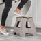 Salter Step-kruk - grote opvouwbare voetkruk met antislipoppervlak en handgreep - beige