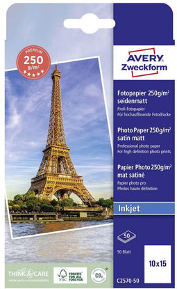 Avery Zweckform C2570-50 - Premium inkjet fotopapier - 10 x 15 cm 250 g/m² zijdemat (50 vellen)