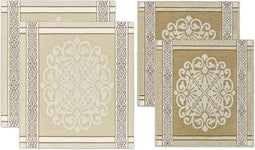 //DDDDD Combiset 2 theedoeken & 2 keukendoeken rozet beige