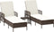vidaXL - Ligbedden - 2 - stuks - met - Kussens - en - Tafel - Bruin - Poly - Rattan