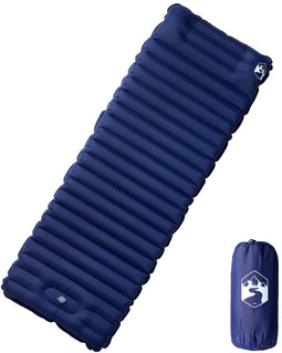 vidaXL - Kampeermatras - met - kussen - zelfopblazend - 1-persoons - marineblauw