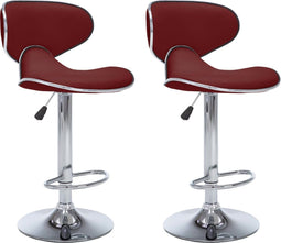 vidaXL - Barkrukken - 2 - st - kunstleer - wijnrood