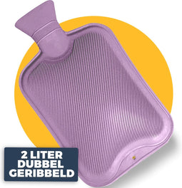 Kruik Paars 2 liter - Pasper warmwaterkruik - zonder hoes - dubbelzijdig geribbeld - kruikzak
