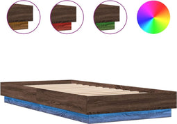vidaXL - Bedframe - met - LED-verlichting - bruin - eikenkleurig - 90x200 - cm