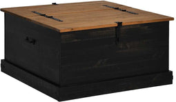 vidaXL - Opbergkist - HALDEN - zwart - 91x91x47 - cm - massief - grenenhout