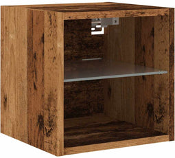 vidaXL - Tv-wandmeubel - met - LED-verlichting - 30x28,5x30 - cm - oud - houtkleurig