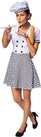 Dressforfun Vrouwenkostuum - Chef-kokkin - Korte jurk met koksmuts - (S)
