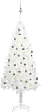vidaXL - Kunstkerstboom - met - verlichting - en - kerstballen - 180 - cm - wit