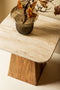 PTMD Bronson Cream Travertine and wood sidetable low